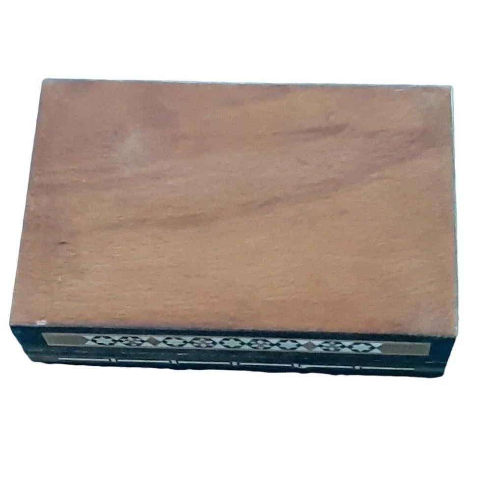 Vintage Persian Trinket Box wood Inlaid Marquetry Middle Eastern Jewelry Box